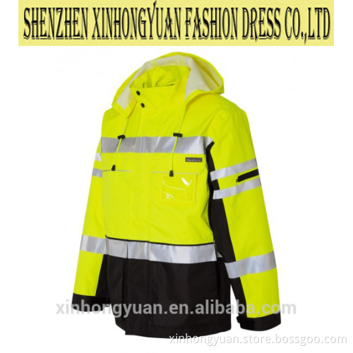 Hooded Reflective Waterproof Jacket With Multi Pockets